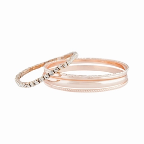 Multiple Fusions Planetary Acknowledgment Rose Gold Shiny Duo Bangle 5-Pack
