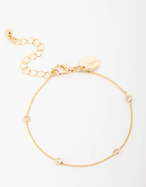 Highly Anticipated Gold Plated Brass Cubic Zirconia Dainty Bracelet