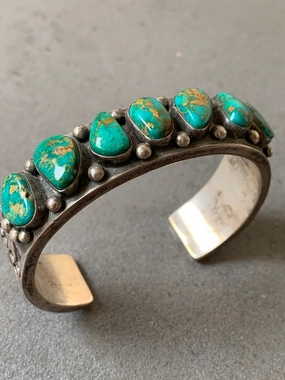 Ernest Roy Begay Navajo Turquoise Sterling Silver Cuff Elegant Fashion Bold Craftsmanship
