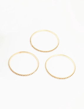 Gold Diamante Cup Chain Bangles 3-Pack Extraordinary Worth Blackened Steel