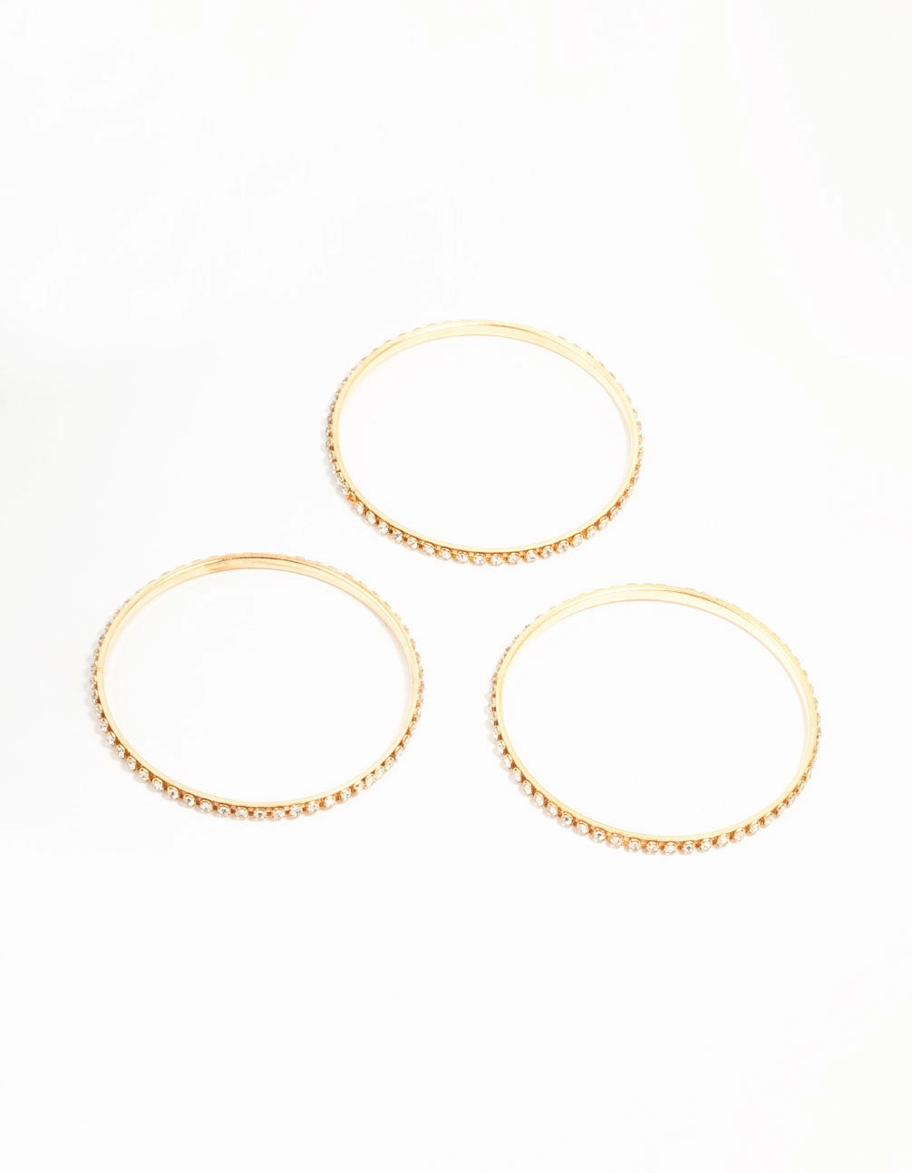 Gold Diamante Cup Chain Bangles 3-Pack Extraordinary Worth Blackened Steel