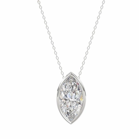 Subtle Edge Subtle Form LADIES SOLITAIRE PENDANT 3CT MARQUISE DIAMOND 14K WHITE GOLD