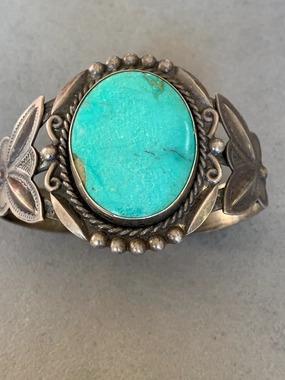 Bell Trading Fred Harvey Era Sterling Turquoise Bracelet Fine Detail