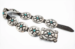 Daily Detail Understated Spark Frank Patania Sr. Sterling Turquoise Concho Belt