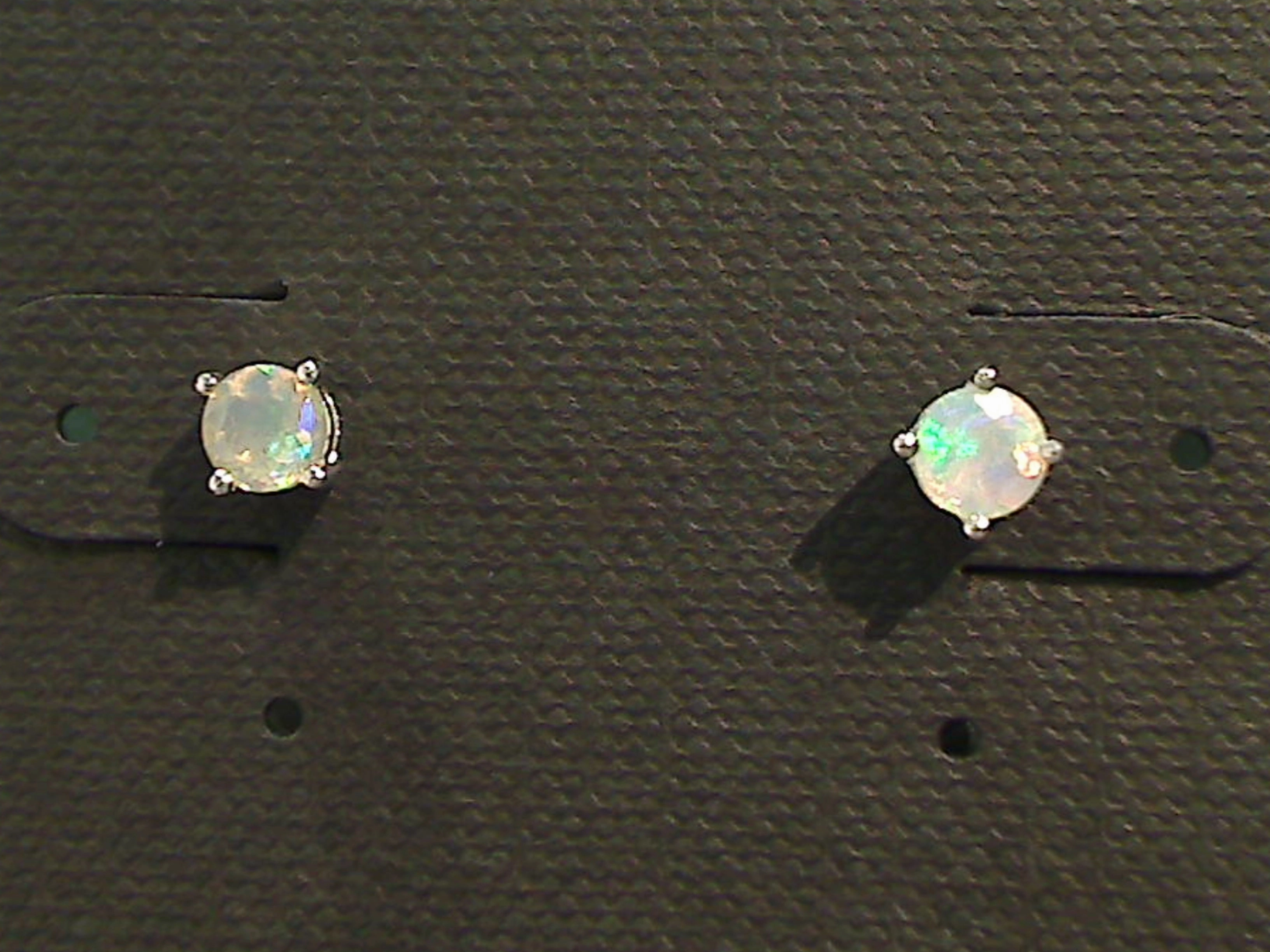 Ethiopian Opal, Sterling Silver Small 4MM Stud Earrings Artistic Detail Bold Option