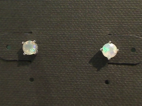 Ethiopian Opal, Sterling Silver Small 4MM Stud Earrings Artistic Detail Bold Option