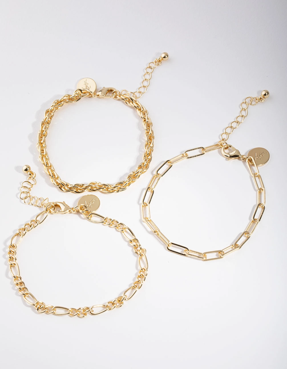 Reputable Fusions Lasting Memory Gold Statement Mixed Chain Pack Bracelet