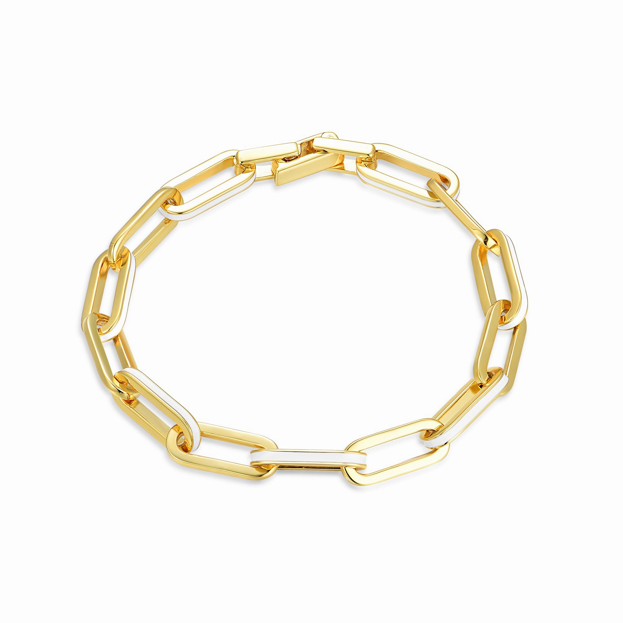 Gift Option Sterling Silver Enamel Paperclip Link Bracelet