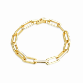 Gift Option Sterling Silver Enamel Paperclip Link Bracelet