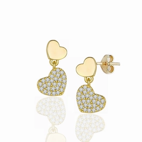 Gold Plated Surgical CZ Double Heart Shape Earrings Opulent Touch