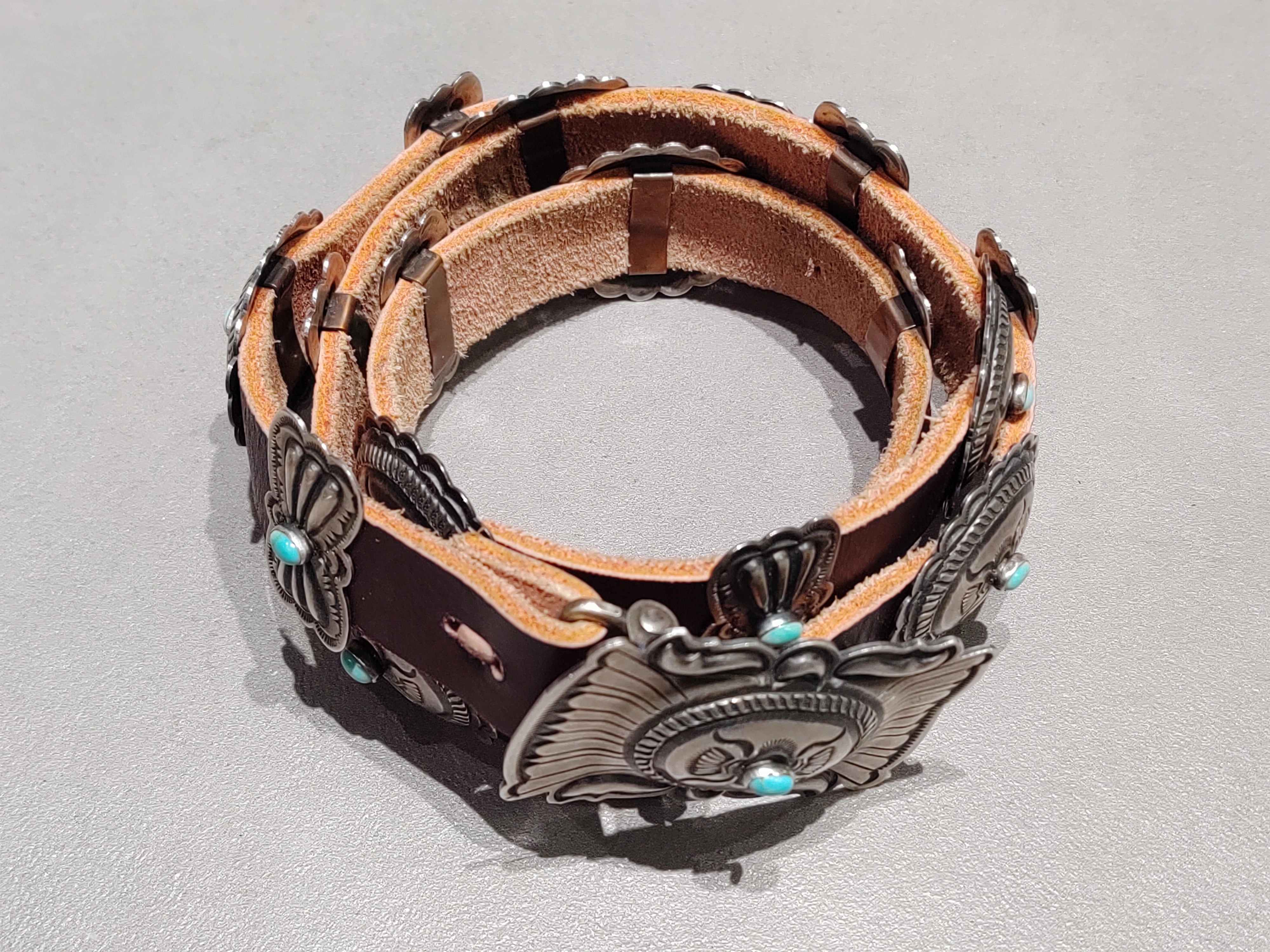 Glam Vibe Tom Charlie Navajo Turquoise Sterling Silver Concho Belt - Handmade Native American