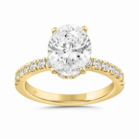 LADIES RING 2 1/2CT ROUND/OVAL DIAMOND 14K YELLOW GOLD (CENTER STONE OVAL DIAMOND 2CT ) Charming Gifts Captivating Piece