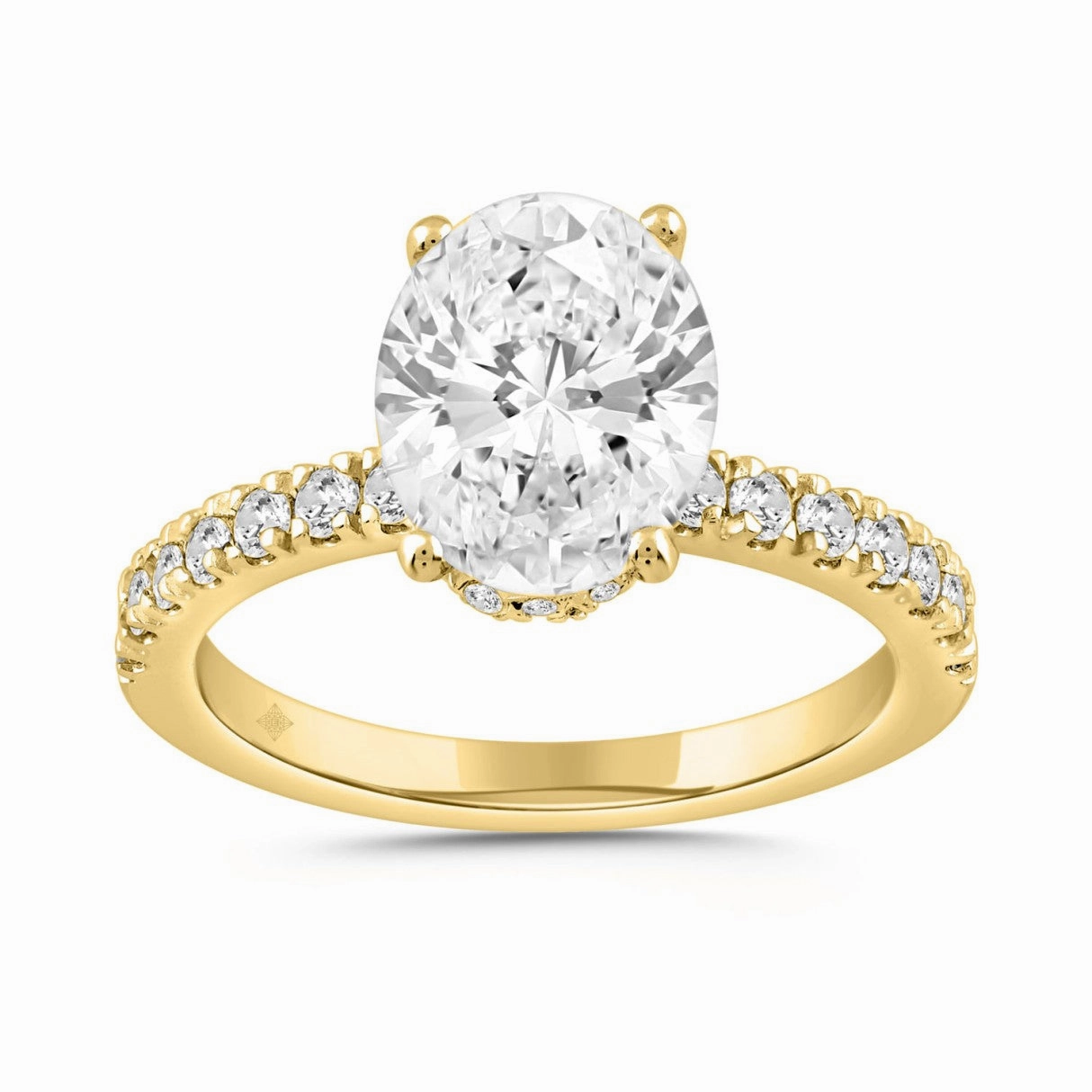 LADIES RING 2 1/2CT ROUND/OVAL DIAMOND 14K YELLOW GOLD (CENTER STONE OVAL DIAMOND 2CT ) Charming Gifts Captivating Piece