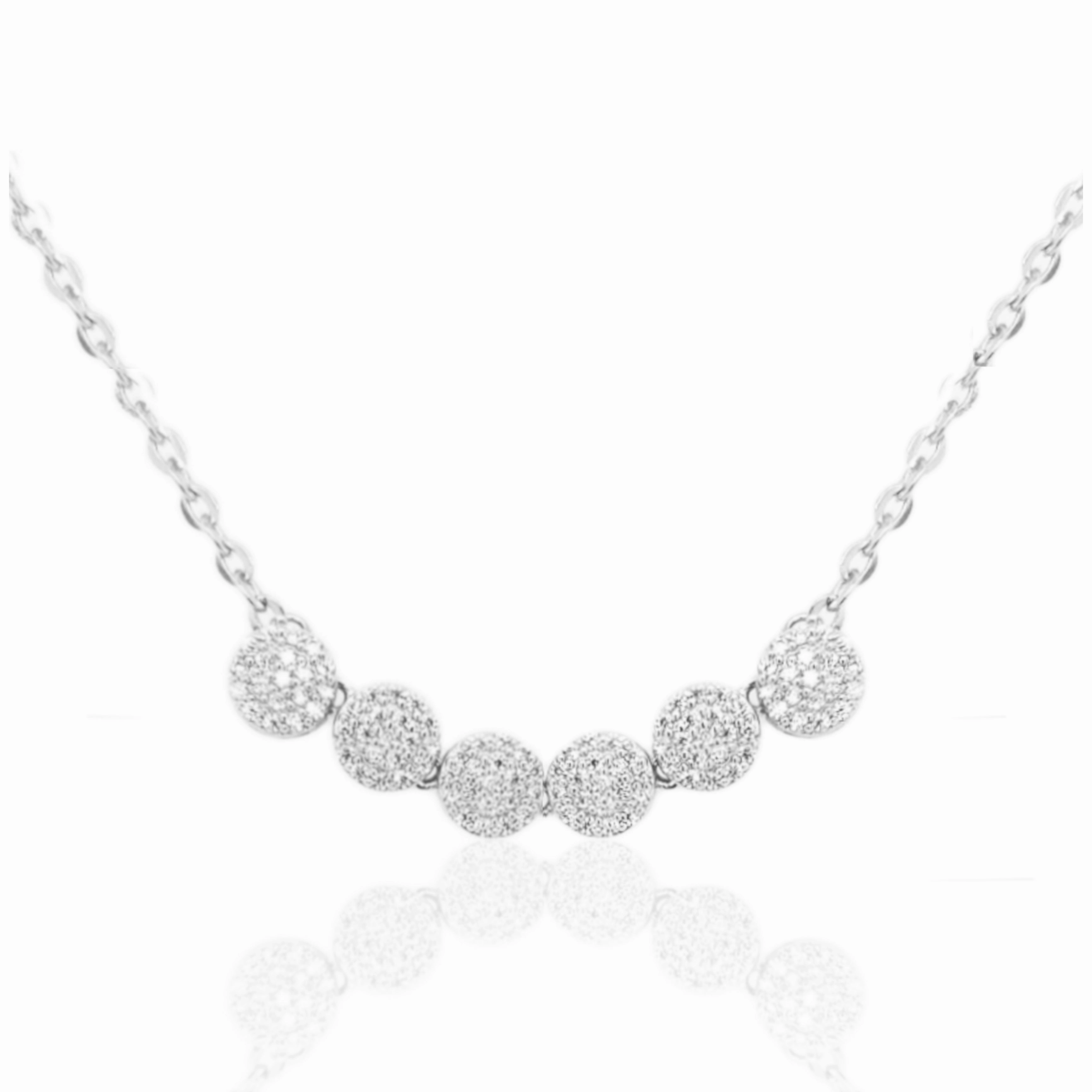 Sterling Silver 6 Micro Pave Circles Bar Necklace Gift For All Romantic Fashion
