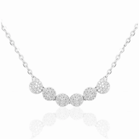 Sterling Silver 6 Micro Pave Circles Bar Necklace Gift For All Romantic Fashion
