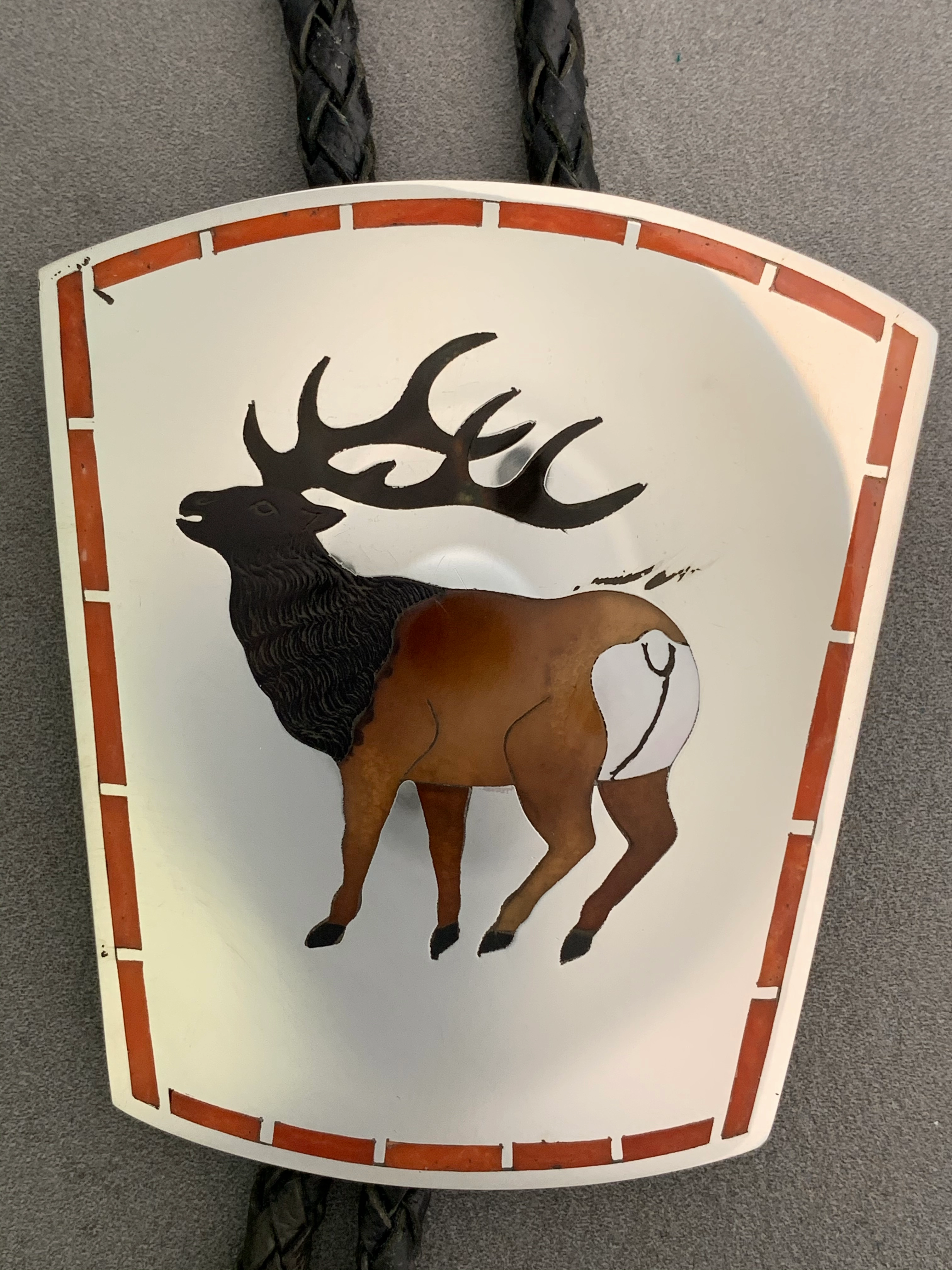 Dennis Edaakie Zuni Inlay Sterling Silver Elk Bolo Dazzling Jewelry