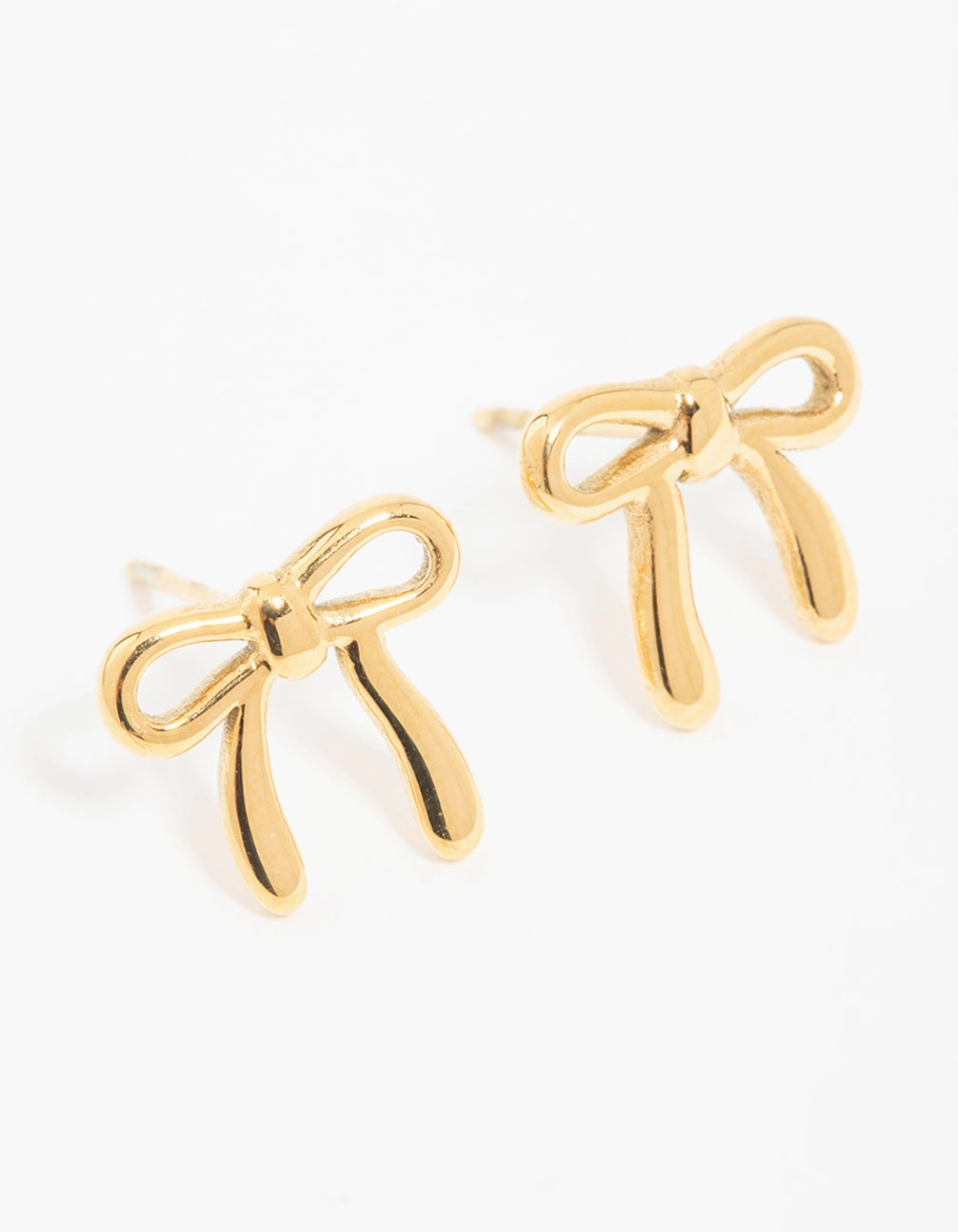 Unique Ornament Layering Choice Waterproof Gold Plated Stainless Steel Enamel Bow Stud Earrings