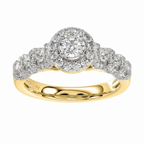LADIES RING 1.00CT ROUND DIAMOND 14K YELLOW GOLD (SI QUALITY) Easy Style Radiant Surface