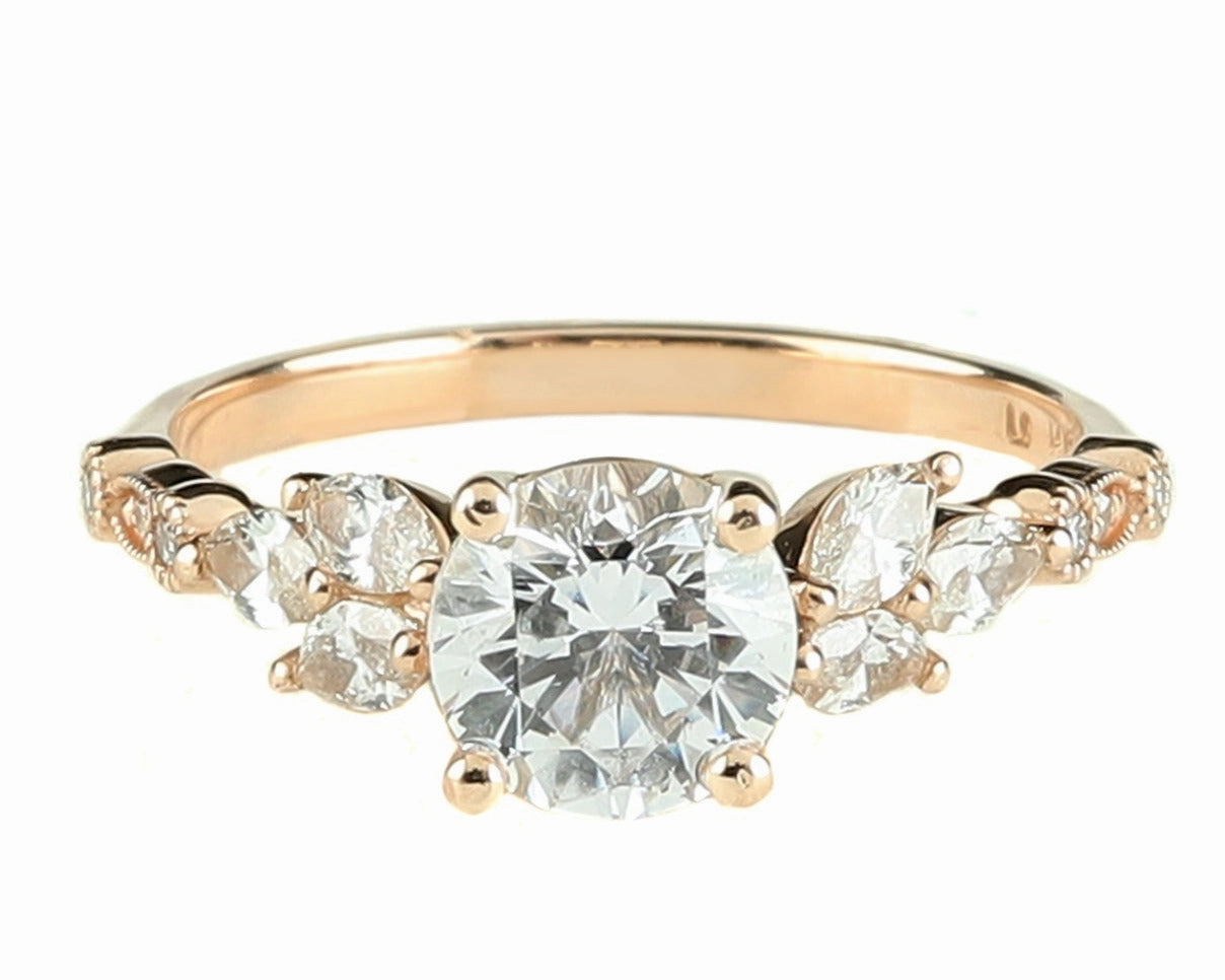 Unique Fit Modern Art Luminar Diamond Engagement Ring 1.49 ctw 14k Rose Gold