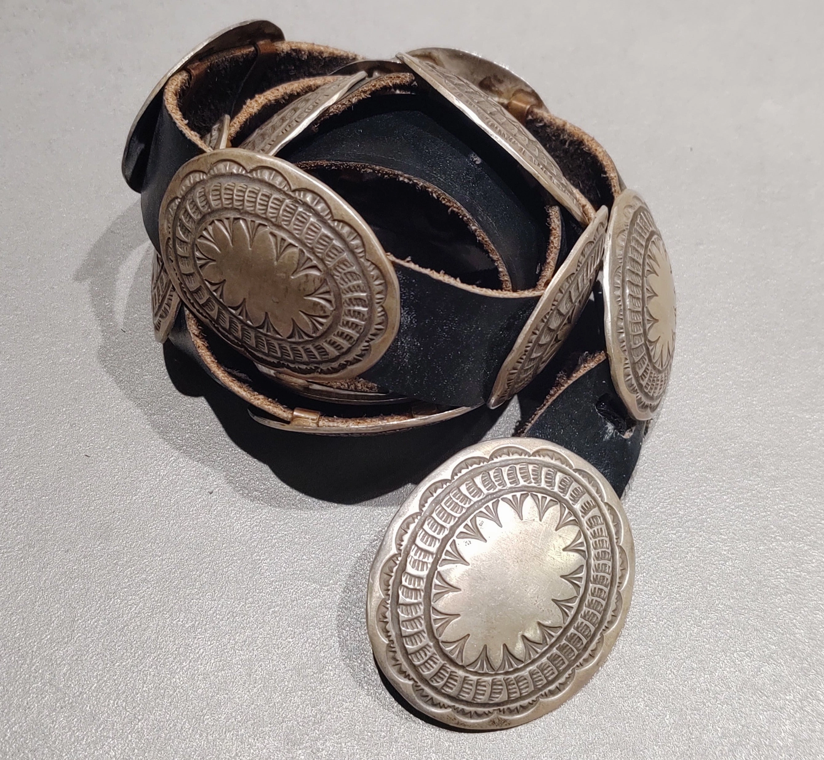 Sterling Silver Navajo Concho Belt - Handmade Native American Structured Design