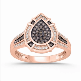 Shimmering Effect Beauty Fit LADIES RING 0.30CT DARK BROWN/ROUND DIAMOND 14K ROSE GOLD