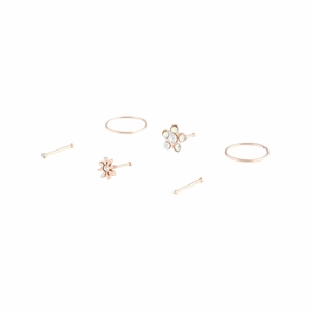 Shine On Minimal Aesthetic Rose Gold Flower Stud Nose 6-Pack