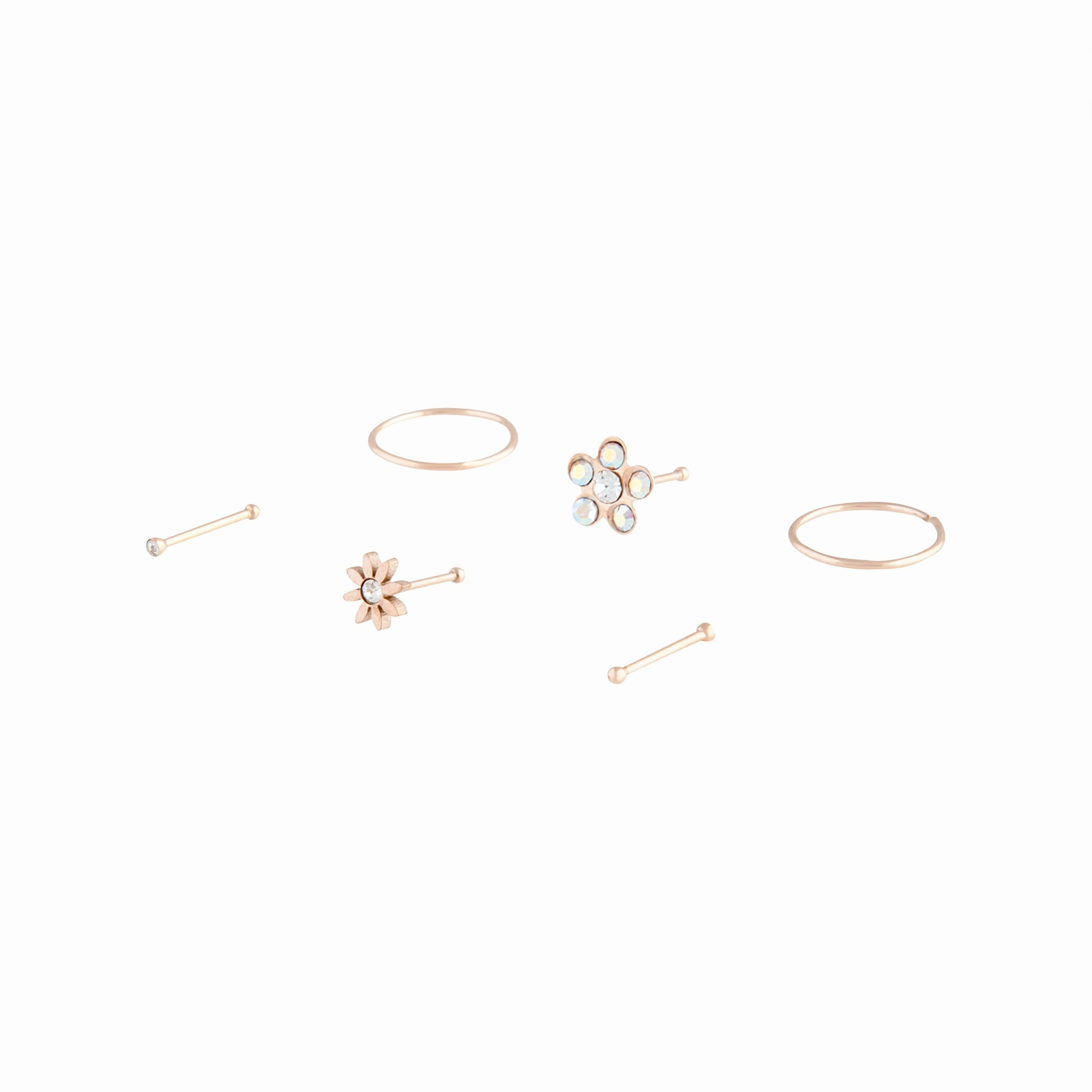 Shine On Minimal Aesthetic Rose Gold Flower Stud Nose 6-Pack
