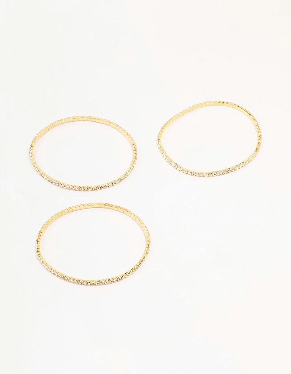 Happy Ending Unbeatable Price Gold Plated Stretch Cup Chain Tennis Stretch Bracelets 3-Pack