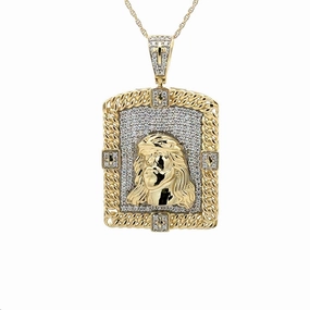 Autumn Style Graceful Mood MEN'S CHARM PENDANT 1.00CT ROUND DIAMOND 10K YELLOW GOLD