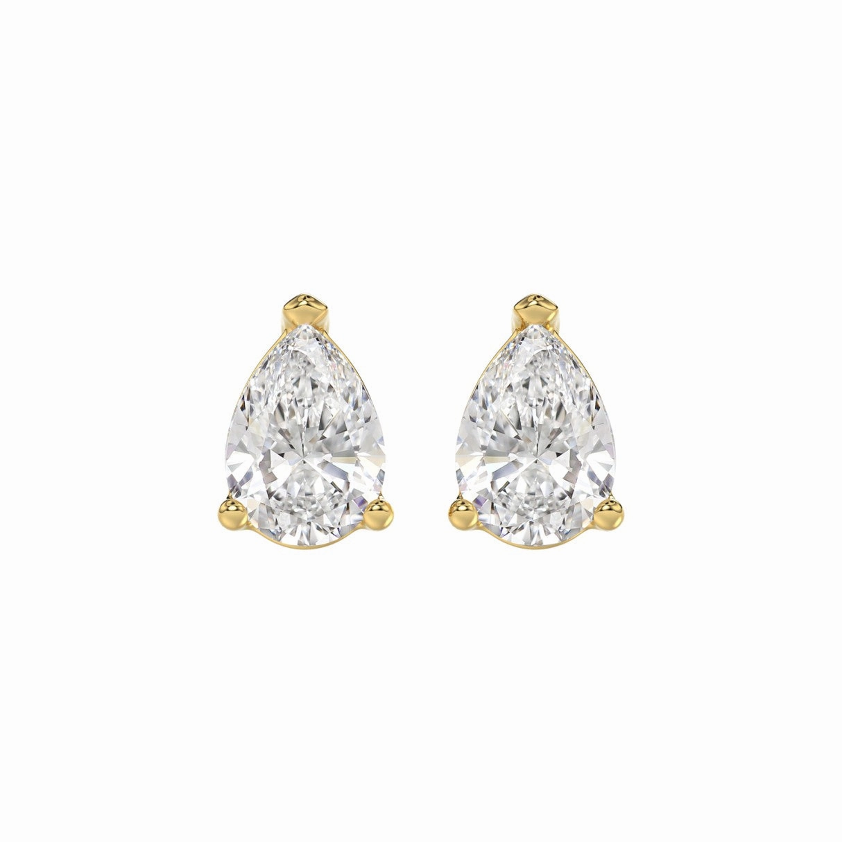 LADIES SOLITAIRE EARRINGS 3CT PEAR DIAMOND 14K YELLOW GOLD Creative Edge Luxe Detail