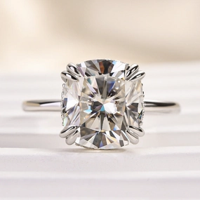 Statement Jewelry Louily Moissanite 4.5 Carat Cushion Cut Engagement Ring