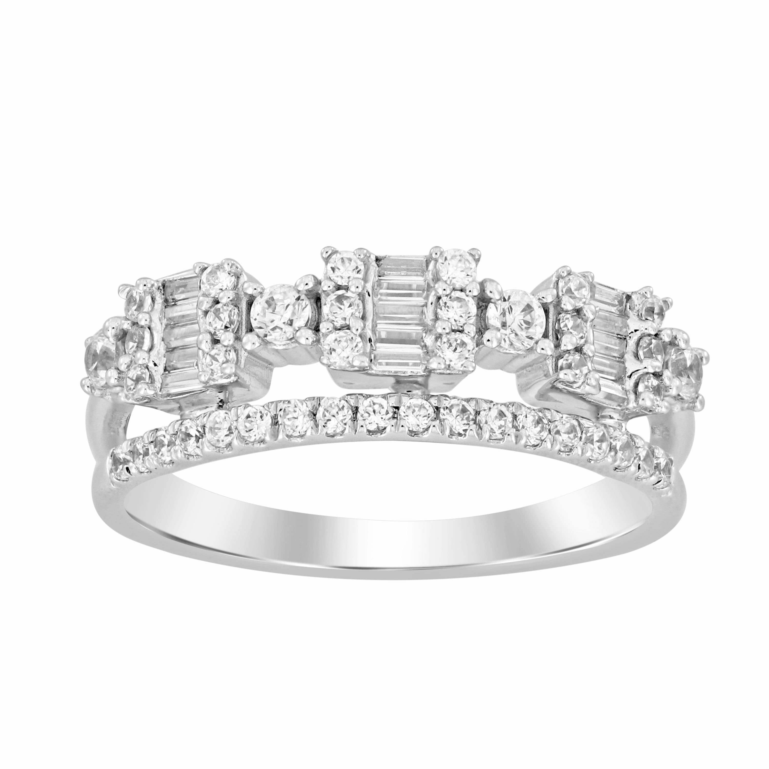 LADIES BAND 0.50CT ROUND/BAGUETTE DIAMOND 14K WHITE GOLD Trend Forward