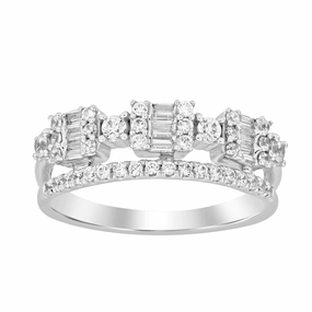 LADIES BAND 0.50CT ROUND/BAGUETTE DIAMOND 14K WHITE GOLD Trend Forward
