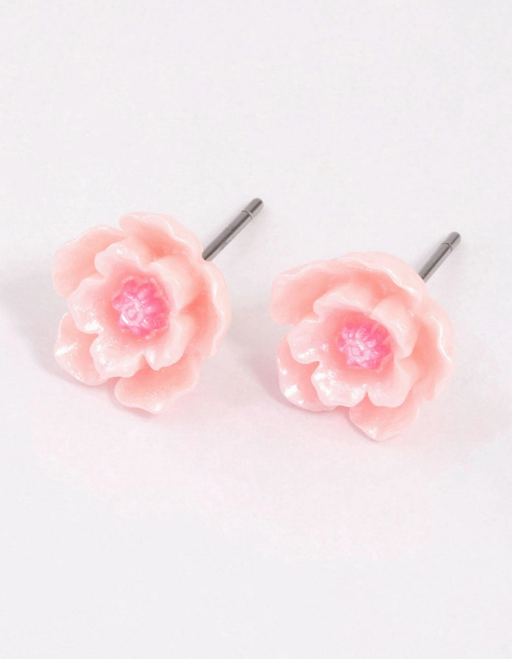 Pink Pearlised Flower Stud Earrings Evening Accessory