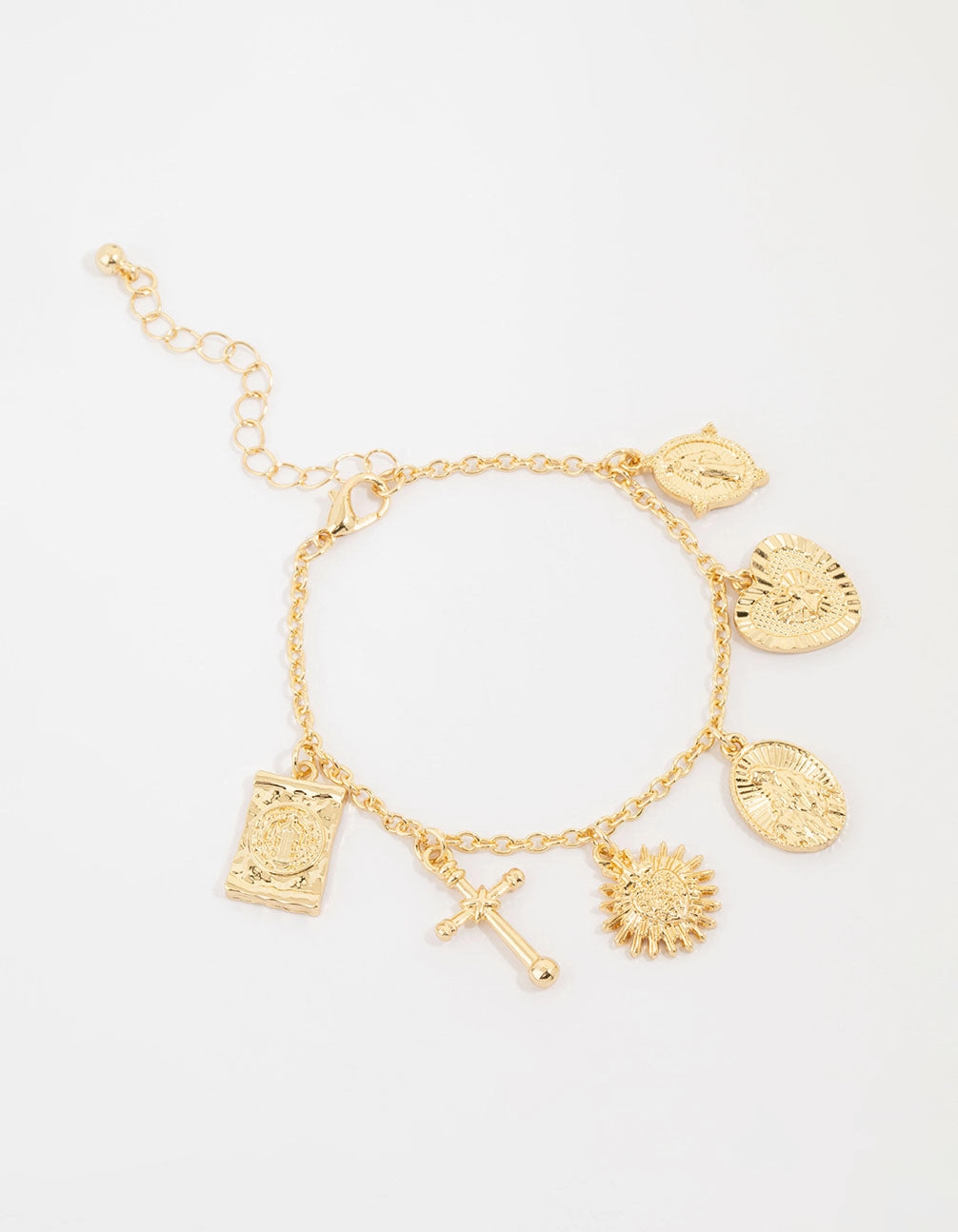 Gold Plated Cross Heart & Sun Charm Bracelet Speedy Vision