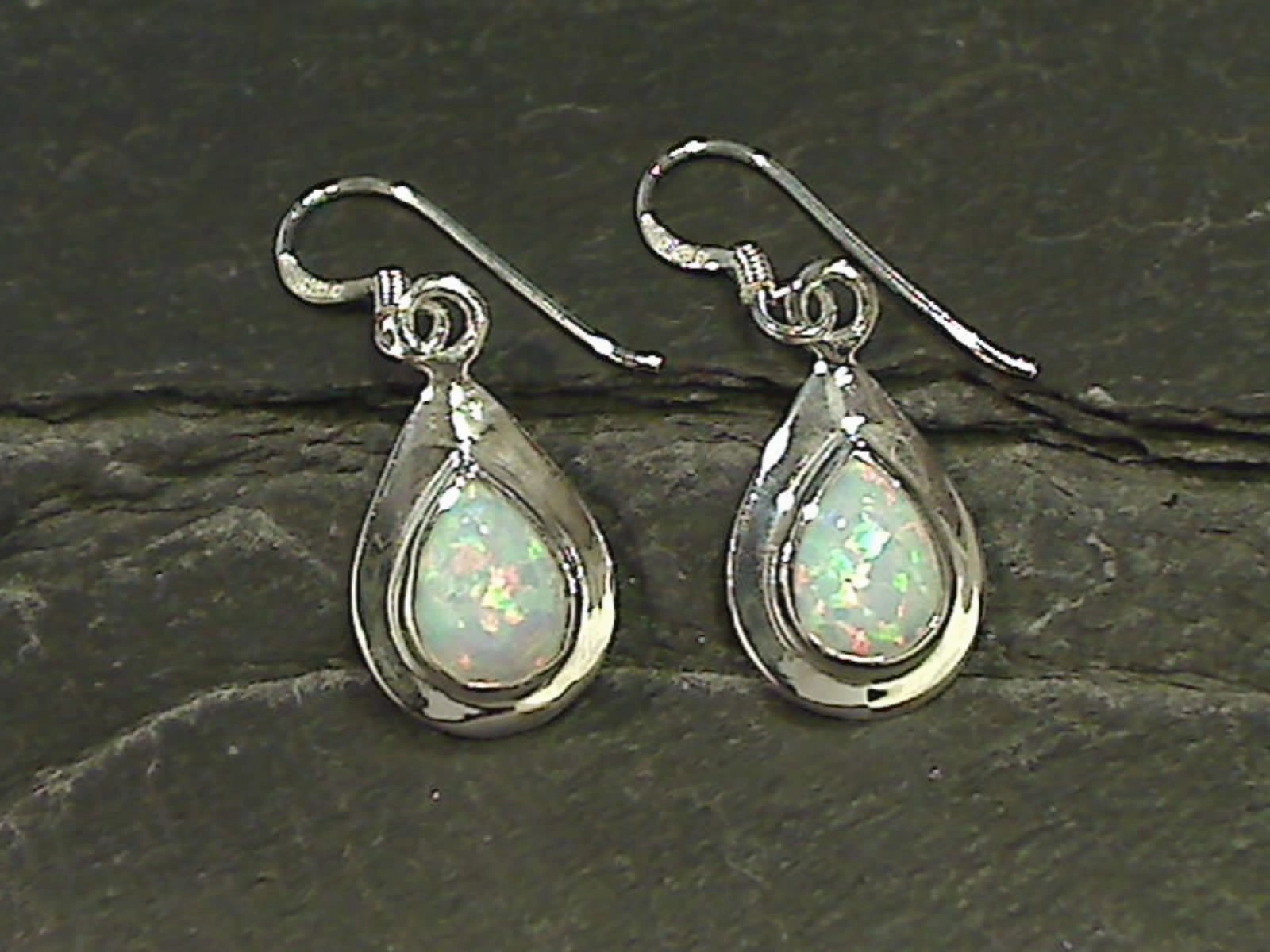 Created Opal, Sterling Silver Earrings Work Day Style