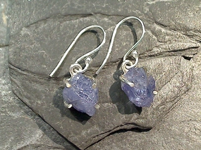 Radiant Gifts Rough Tanzanite, Sterling Silver Small Earrings