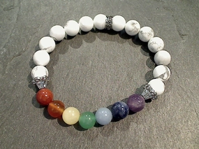 Howlite With Chakra Stones 8MM Stretch Bracelet Quick Spark