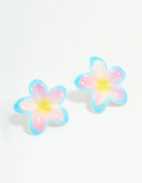 Pastel Acrylic Frangipani Stud Earrings Chic Glam Chic Design