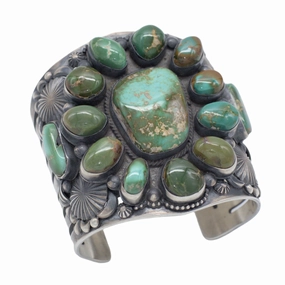 Seasonal Finish Brilliant Finish Delbert Gordon Handmade Navajo Sterling Silver Royston Turquoise Bracelet