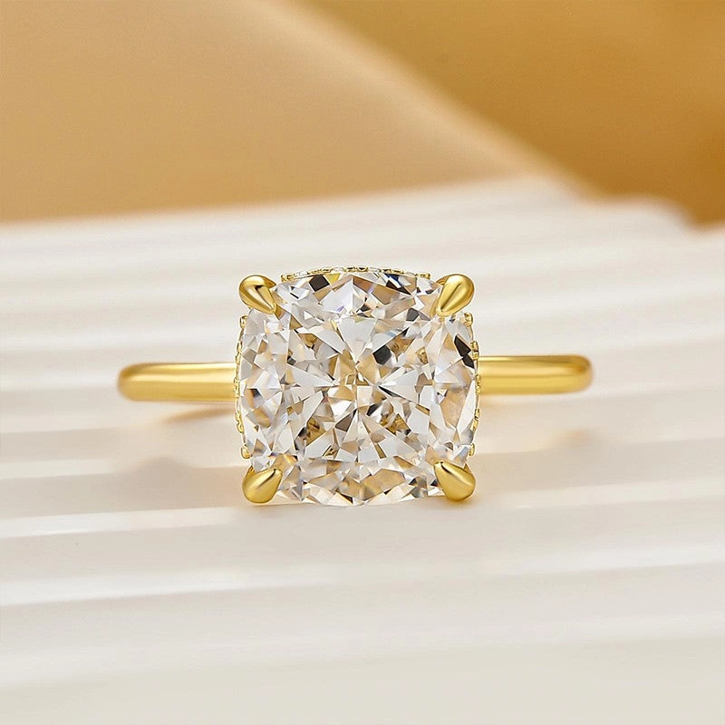 3.5Ct Cushion Cut Hidden Halo Engagement Ring Promise Ring For Her Elegant Object