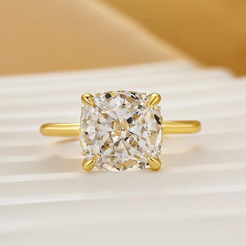 Comfortable Piece 3.5Ct Cushion Cut Hidden Halo Engagement Ring Promise Ring For Her