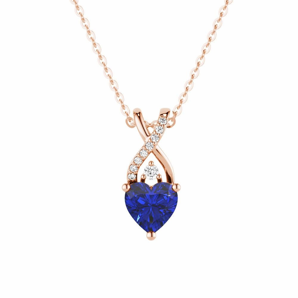 1.16 CT. Solitaire Heart Sapphire and White Sapphire Pendant Luxury Outfit