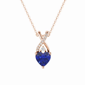 Custom Craftwork 1.16 CT. Solitaire Heart Sapphire and White Sapphire Pendant