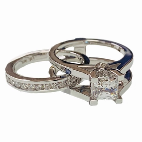 Luminar 1.00CT 14k White Gold Diamond Engagement Ring & Band set 1.42CTTW includes G.I.A CERTIFIED Glitter Finish Gleaming Gem