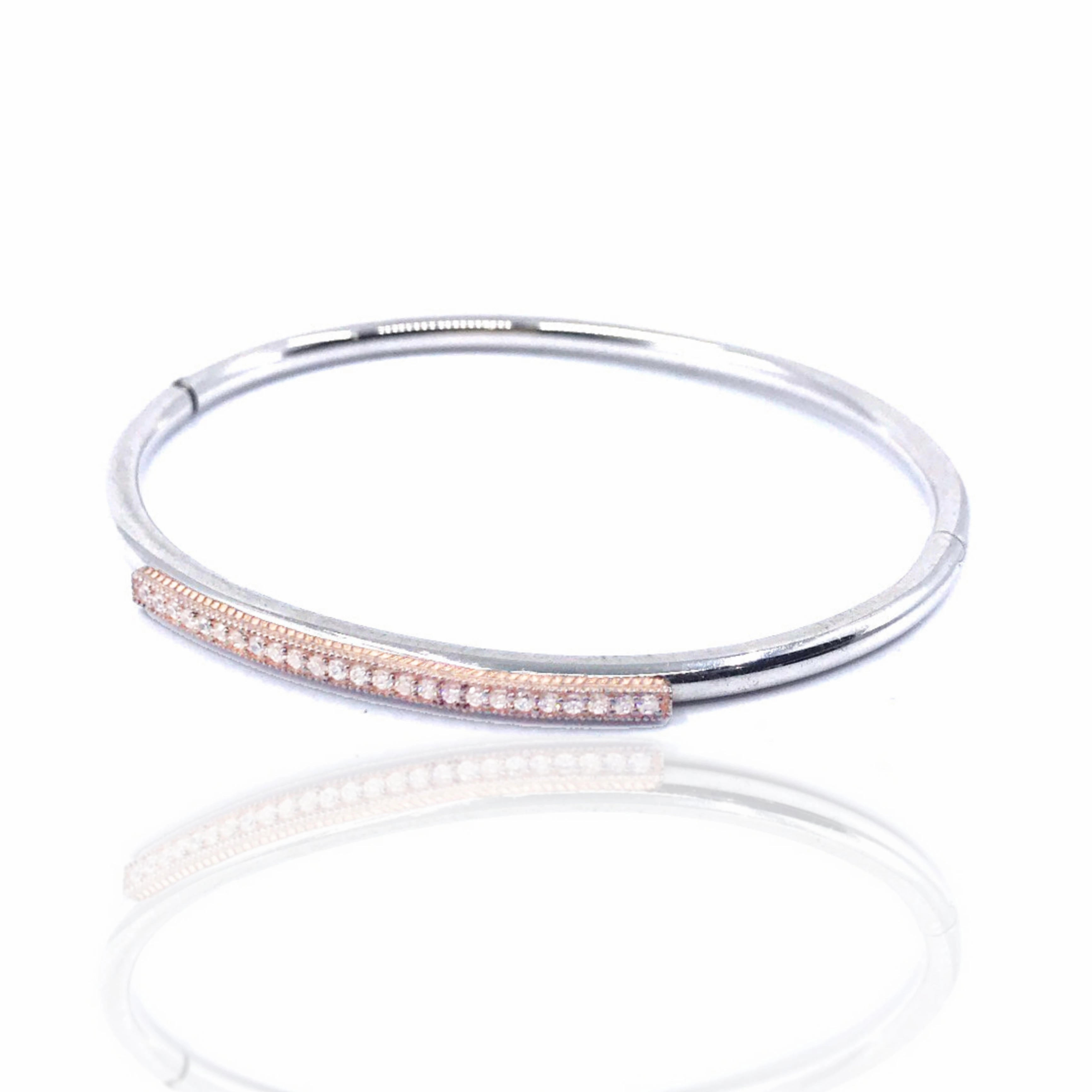 Luminous Shine Exquisite detail Sterling Silver Micro Pave Bangle Bracelet