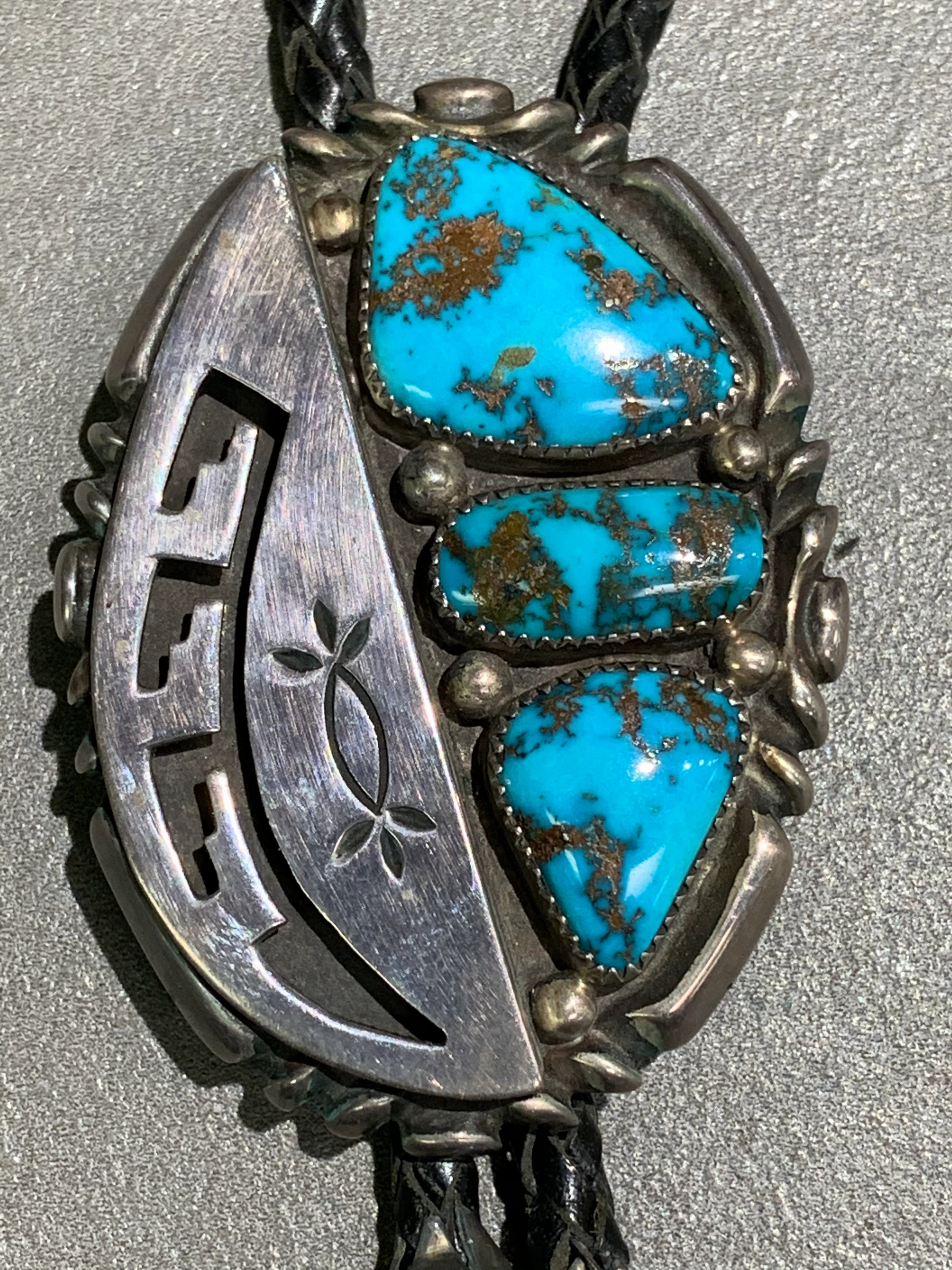 City Stroll Wilson Begay Navajo Natural Turquoise Sterling Silver Bolo