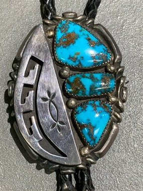 City Stroll Wilson Begay Navajo Natural Turquoise Sterling Silver Bolo