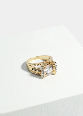 Simple Style Travel Mood Gemstone & Rhinestone-Studded Ring