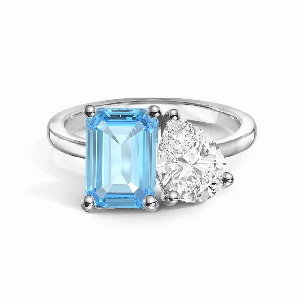 Finishing Touch Toi et Moi Personalized Aquamarine Birthstone Anniversary Ring